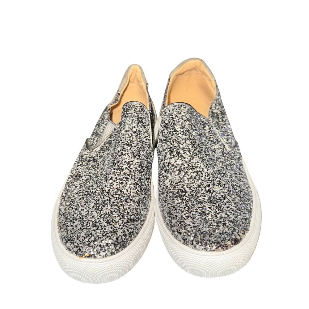Steve Madden Ram Slip On Sneakers Women's Size 6.5 M Silver Glitter Shoes